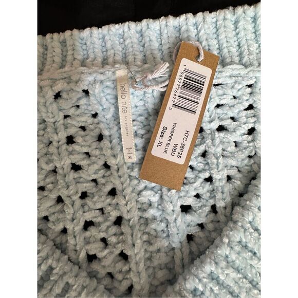 Hello Nite Top Women’s Small Whisper Blue Open Knit V-Neck Sweater NWT - Picture 3 of 9